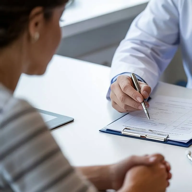 Consulta médica: paciente conversando con el médico